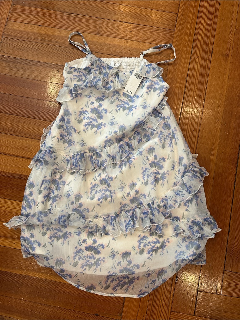 Abercrombie kids: White & Light Blue Floral Ruffle Summer Dress